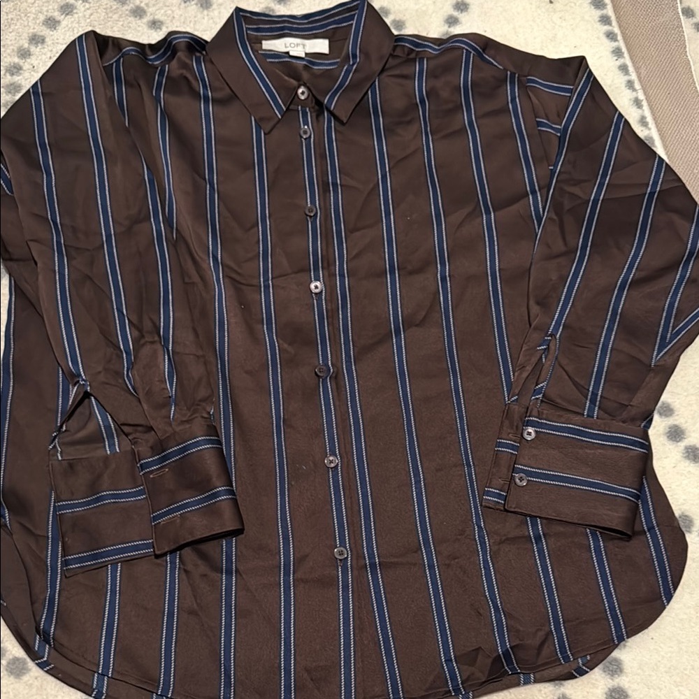 LOFT Men's Brown Striped Shirt